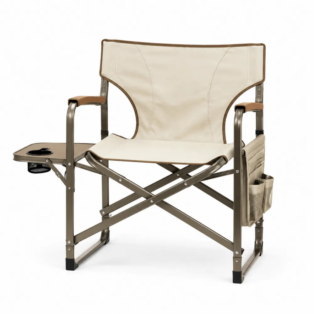 Chaise pliante en aluminium et polyester crème