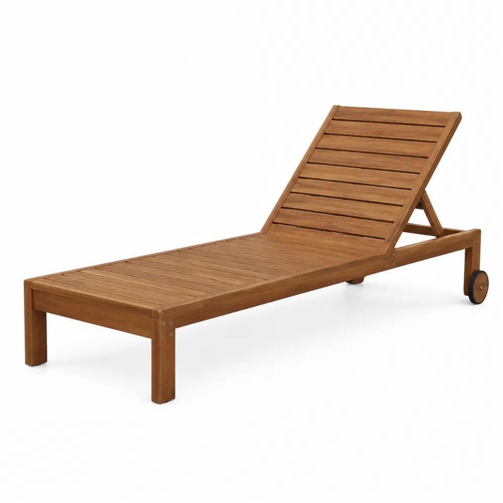 Chaise Longue Extérieure en Bois d'Acacia Brun