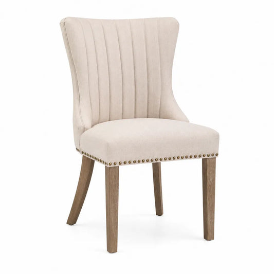 Chaise en bois et tissu beige