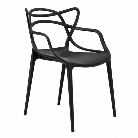 Chaise en polypropylène noir avec accoudoirs