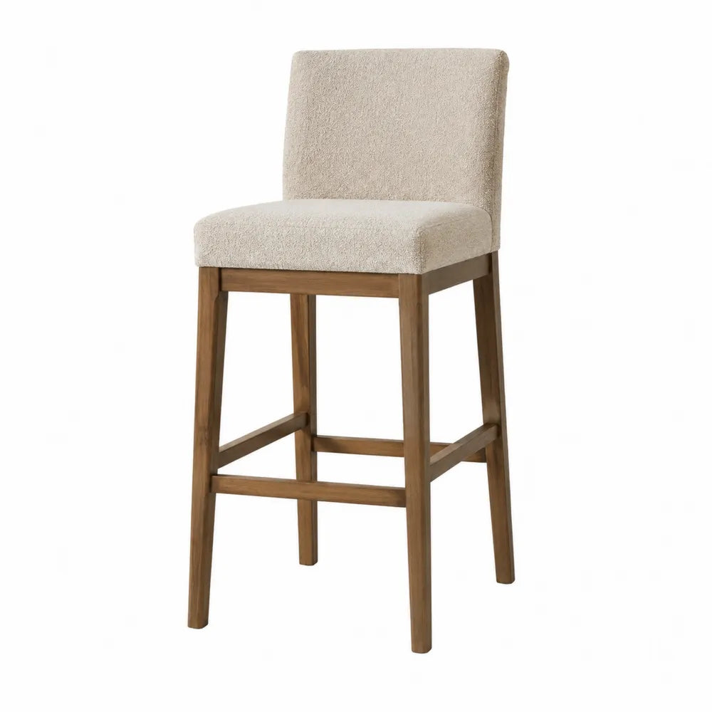 Chaise de bar en bois de chêne et tissu beige