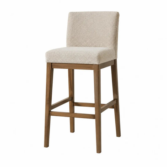 Chaise de bar en bois de chêne et tissu beige