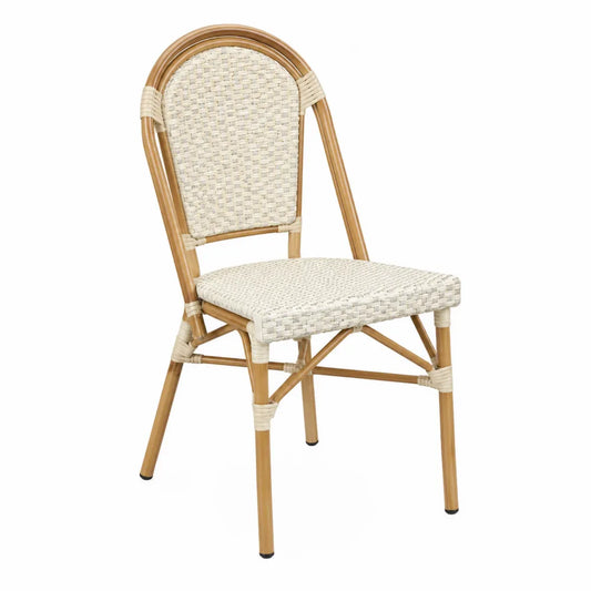 Chaise en rotin synthétique et aluminium beige